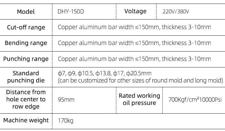 DHY-150D Masina de prelucrat bare electrice panouri / busbar processing DHY-150D Masina de prelucrat bare electrice panouri / busbar processing